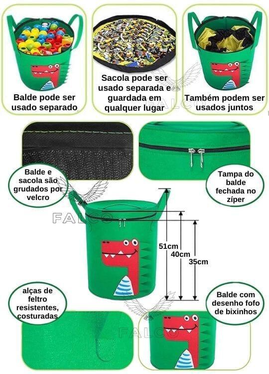 Kit de Organizar Brinquedos Smart Bag® - Balde de Bixinhos + Sacola Retratil - Startech Store